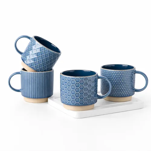 Artisan speckled ceramic mug set in earth tones