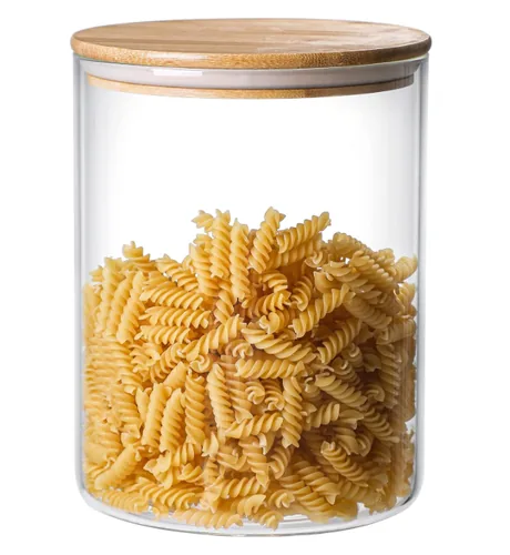 Bamboo lid glass storage jars for coffee beans