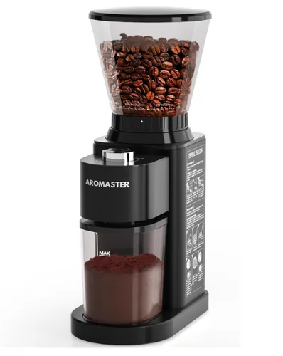 Aromaster conical burr coffee grinder in black
