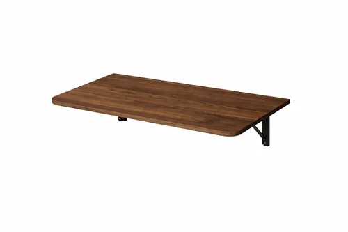 Walnut-finish wall-mounted drop-leaf table for small space coffee station
