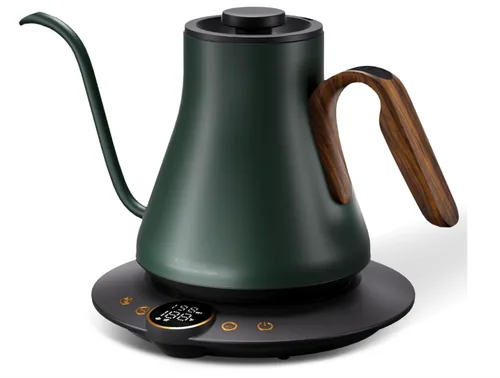 Olive matte gooseneck pour-over kettle for precision coffee brewing