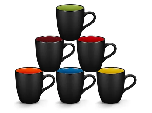 6 pack porcelain coffee mugs set in neutral tones