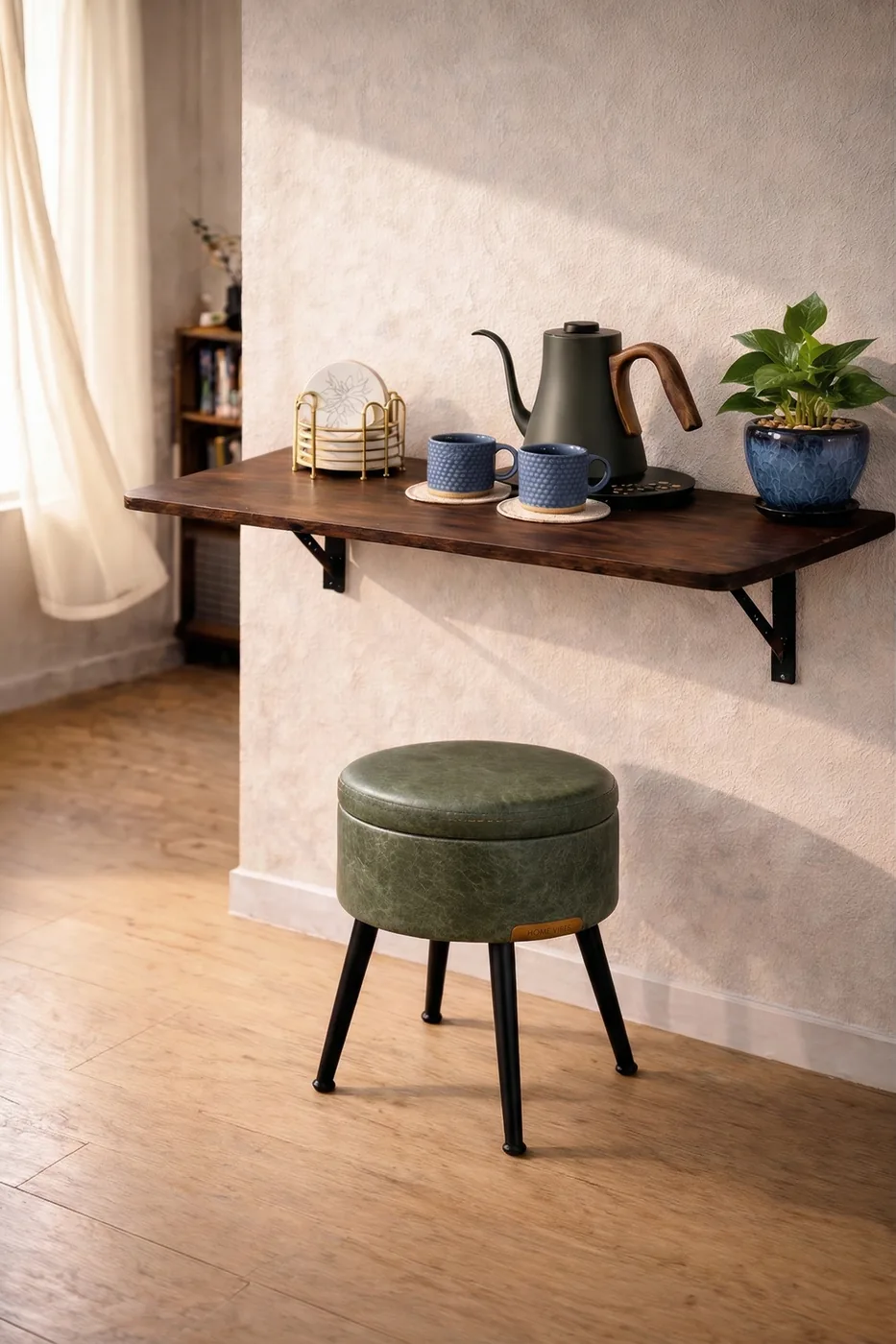 Wall-mounted drop-leaf coffee table